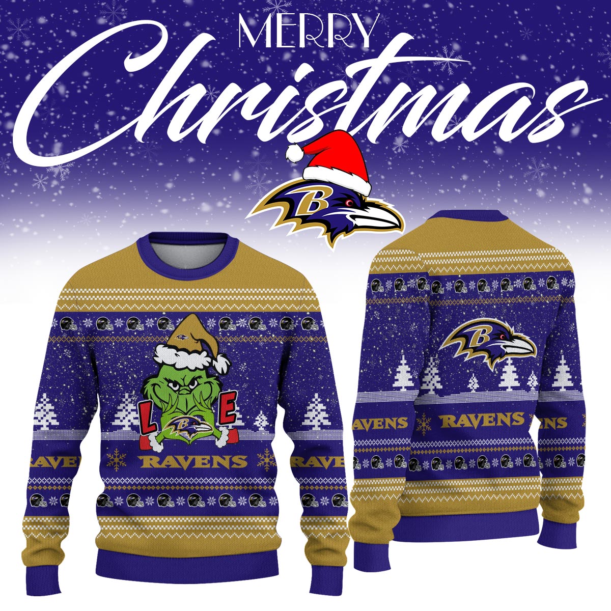 _Baltimore Ravens Limited Ugly Christmas Sweaters