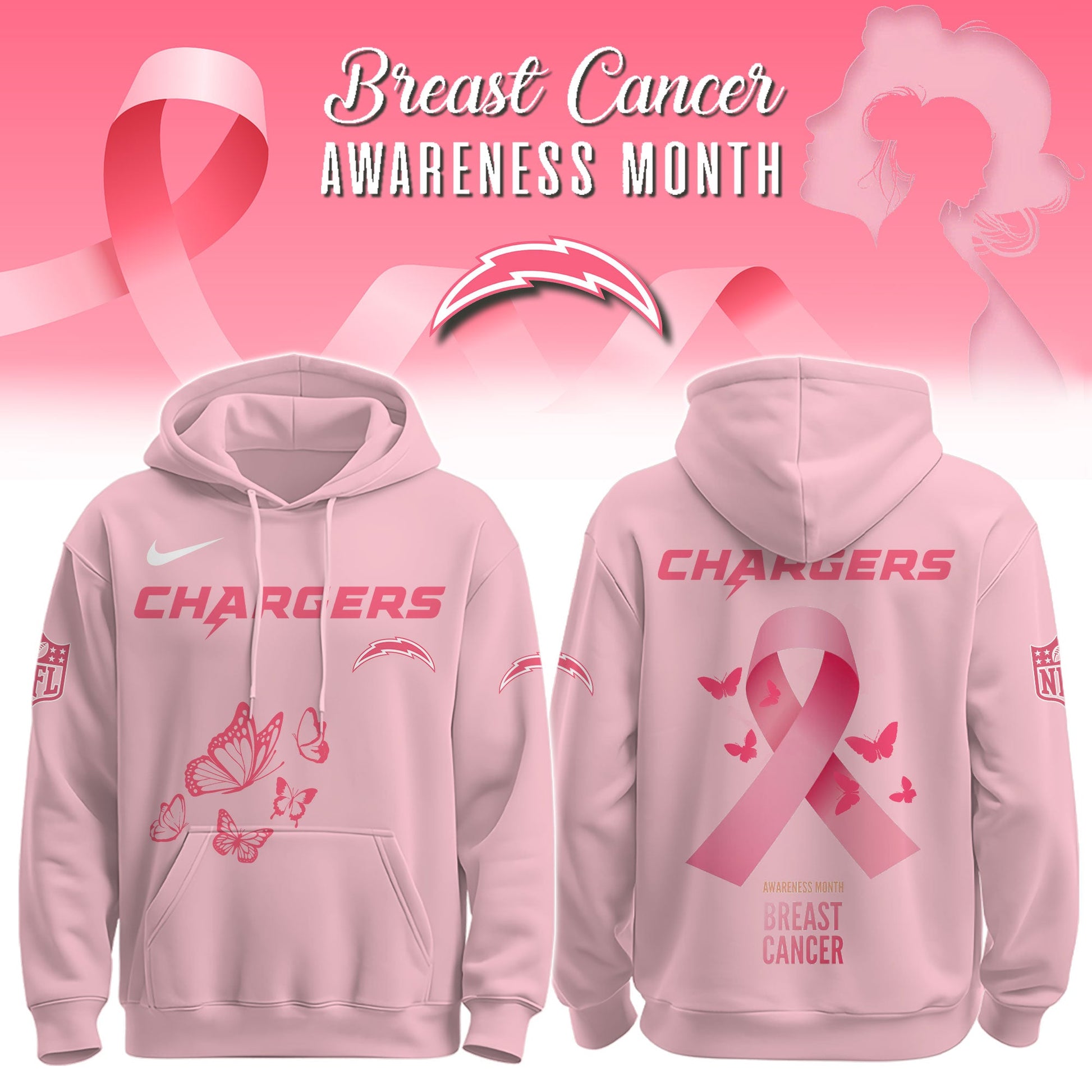 Chargers Breast Cancer Awareness Edition Hoodie