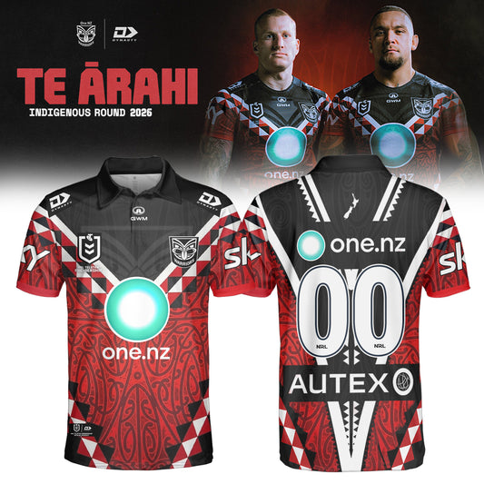 _New Zealand Warriors Indigenous Round 2026 Te Ārahi Polo(Custom Number )