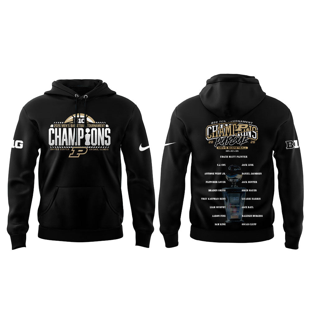 Purdue Boilermakers 2026 Big Ten Men’s Basketball Tournament Champions Hoodie Black V2