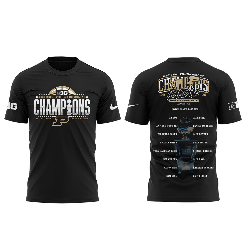 Purdue Boilermakers 2026 Big Ten Men’s Basketball Tournament Champions Shirt Black V2