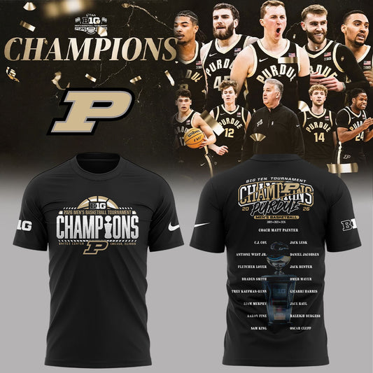 Purdue Boilermakers 2026 Big Ten Men’s Basketball Tournament Champions Shirt Black V2