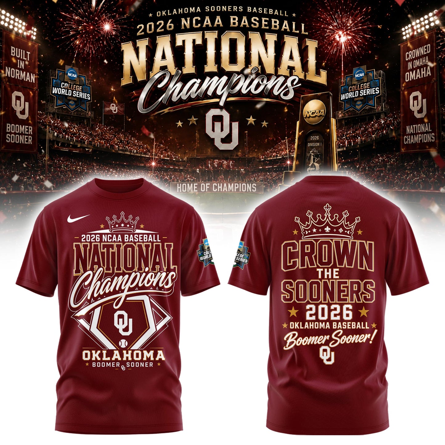 Oklahoma NCAA Basbeball Champions ’26 Limited Edition Red Tshirt v3