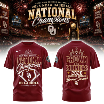 Oklahoma NCAA Basbeball Champions ’26 Limited Edition Red Tshirt v3