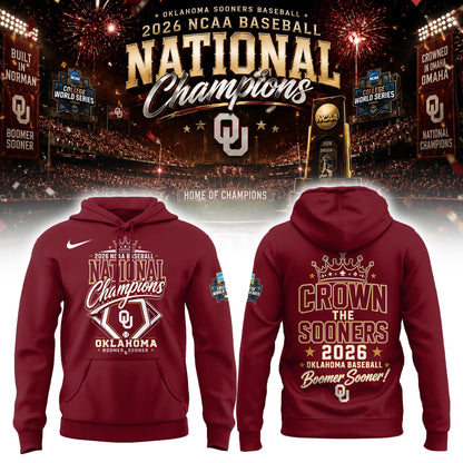 Oklahoma NCAA Basbeball Champions ’26 Limited Edition Red Hoodie v3