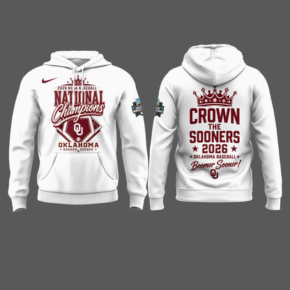 Oklahoma NCAA Basbeball Champions ’26 Limited Edition White Hoodie v3