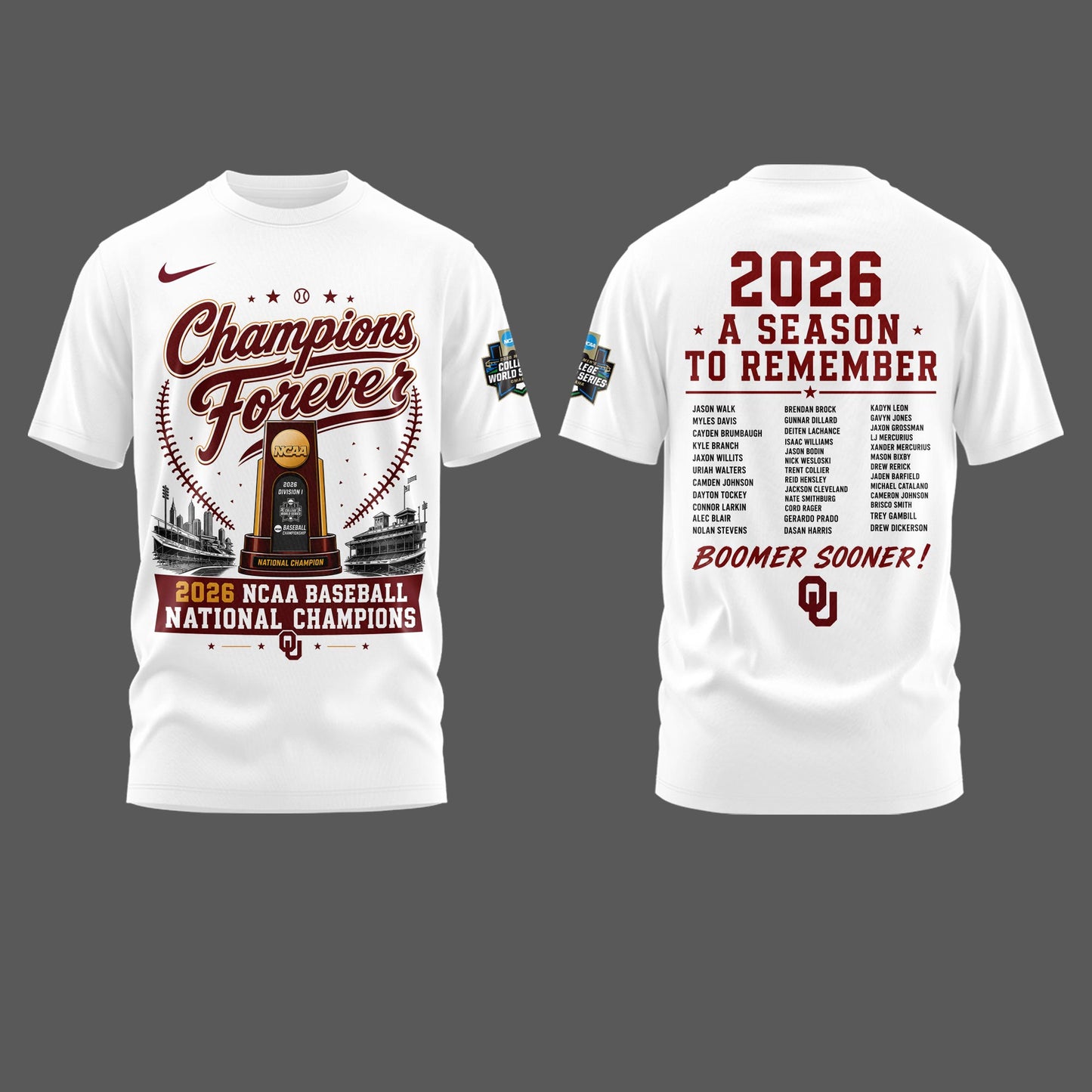 Oklahoma NCAA Basbeball Champions ’26 Limited Edition White Tshirt v2