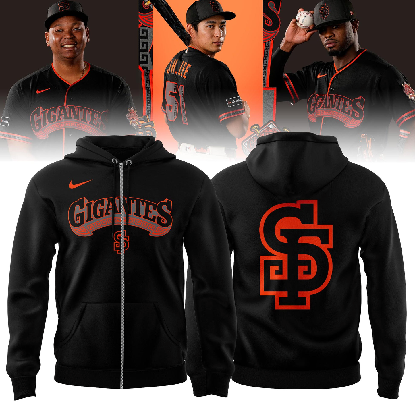 San Francisco Giants - GIGANTE🔥- ZIP Hoodie - Black