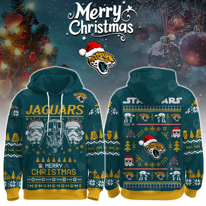 Unisex Jaguars Merry Christmas The Force Edition Hoodie