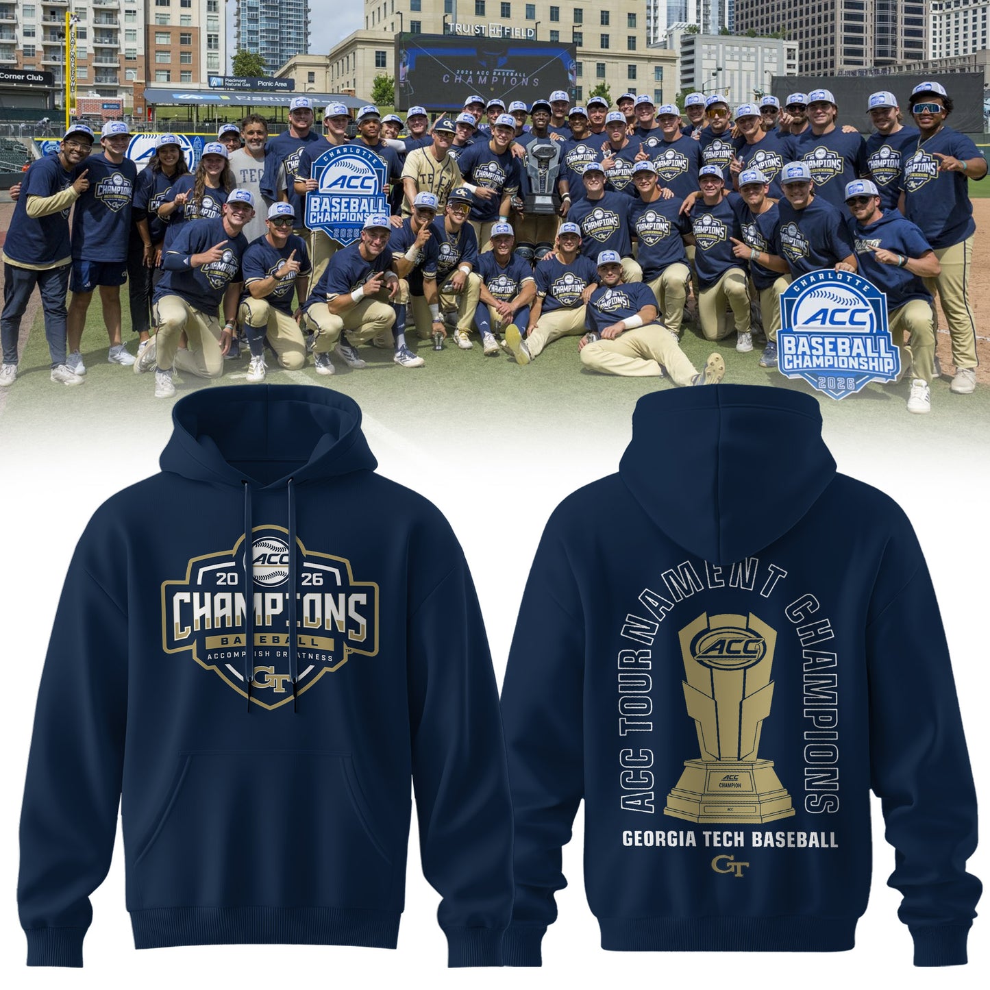 Georgia Tech Yellow Jackets Baseball ACC Tournament Champions Hoodie