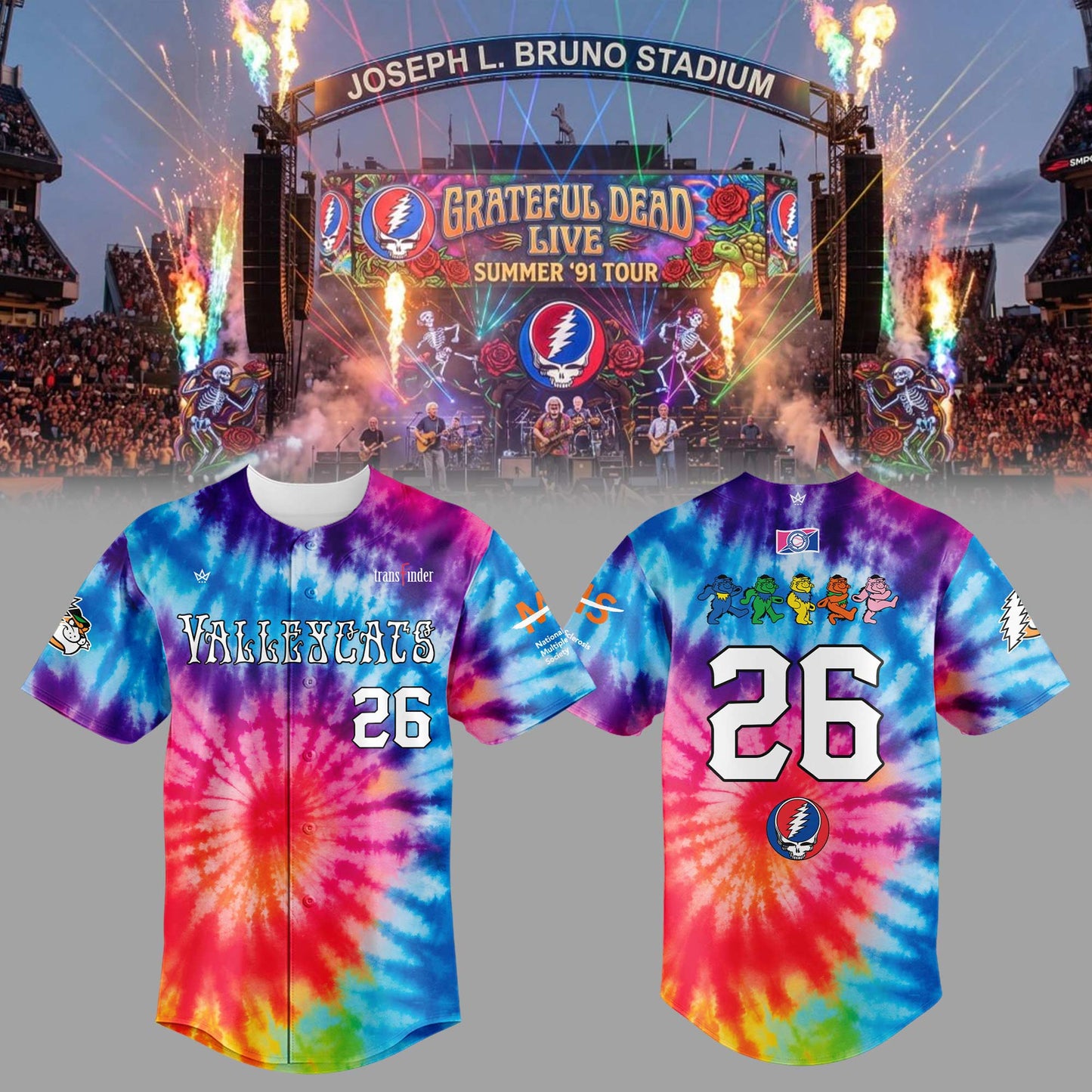 Limited Editon Tri-City ValleyCats x Grateful Dead Night Jersey-KC05262612