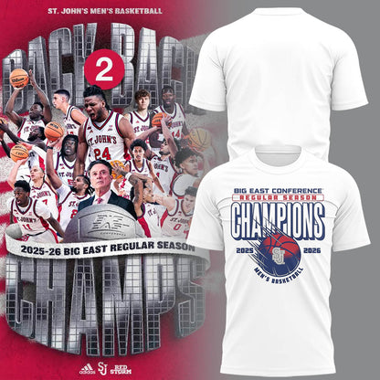 Limited St. John’s Men’s Basketball Back to Back BIG EAST Regular Season Champions TShirt