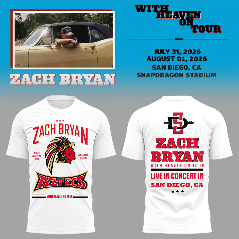 Limited Zach “With Heaven On Tour 2026.” At Snapdragon Stadium TShirt