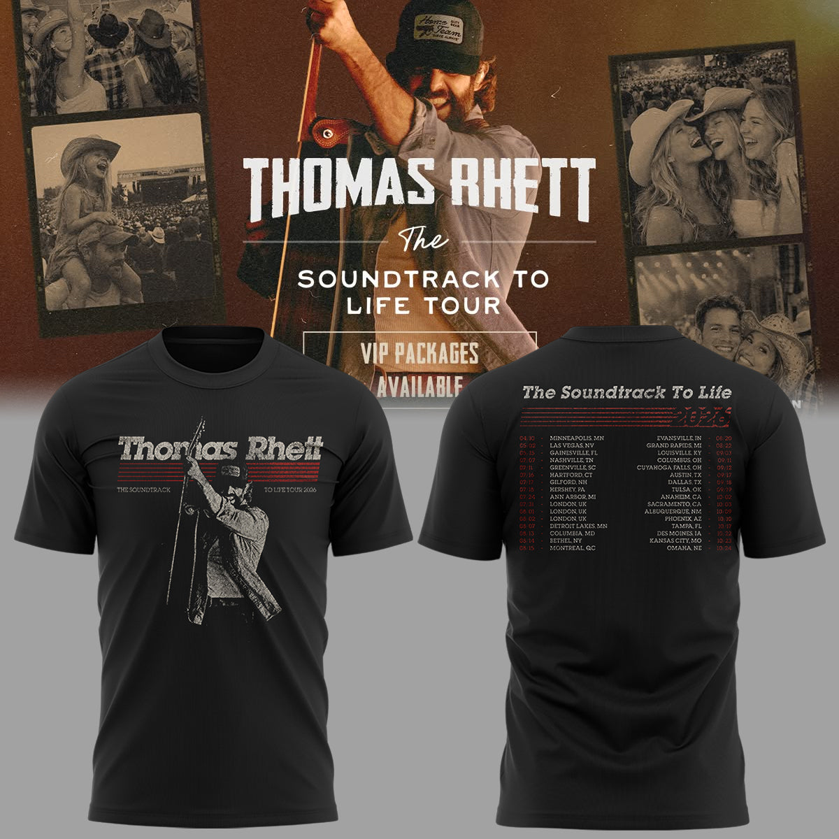 Limited Edition Thomas Rhett The Soundtrack to Life Tour Tshirt