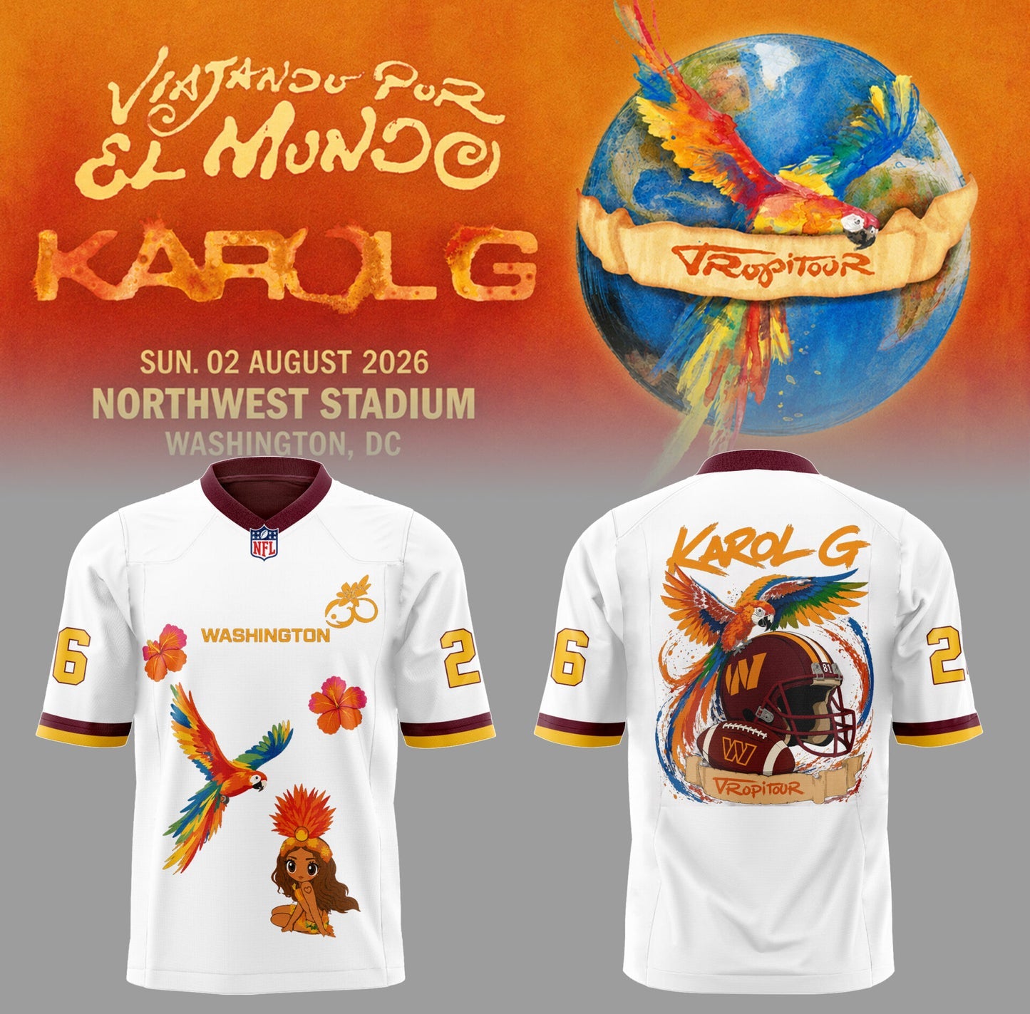 Limited Edition Karol G Viajando Por El Mundo Tropitour Jersey