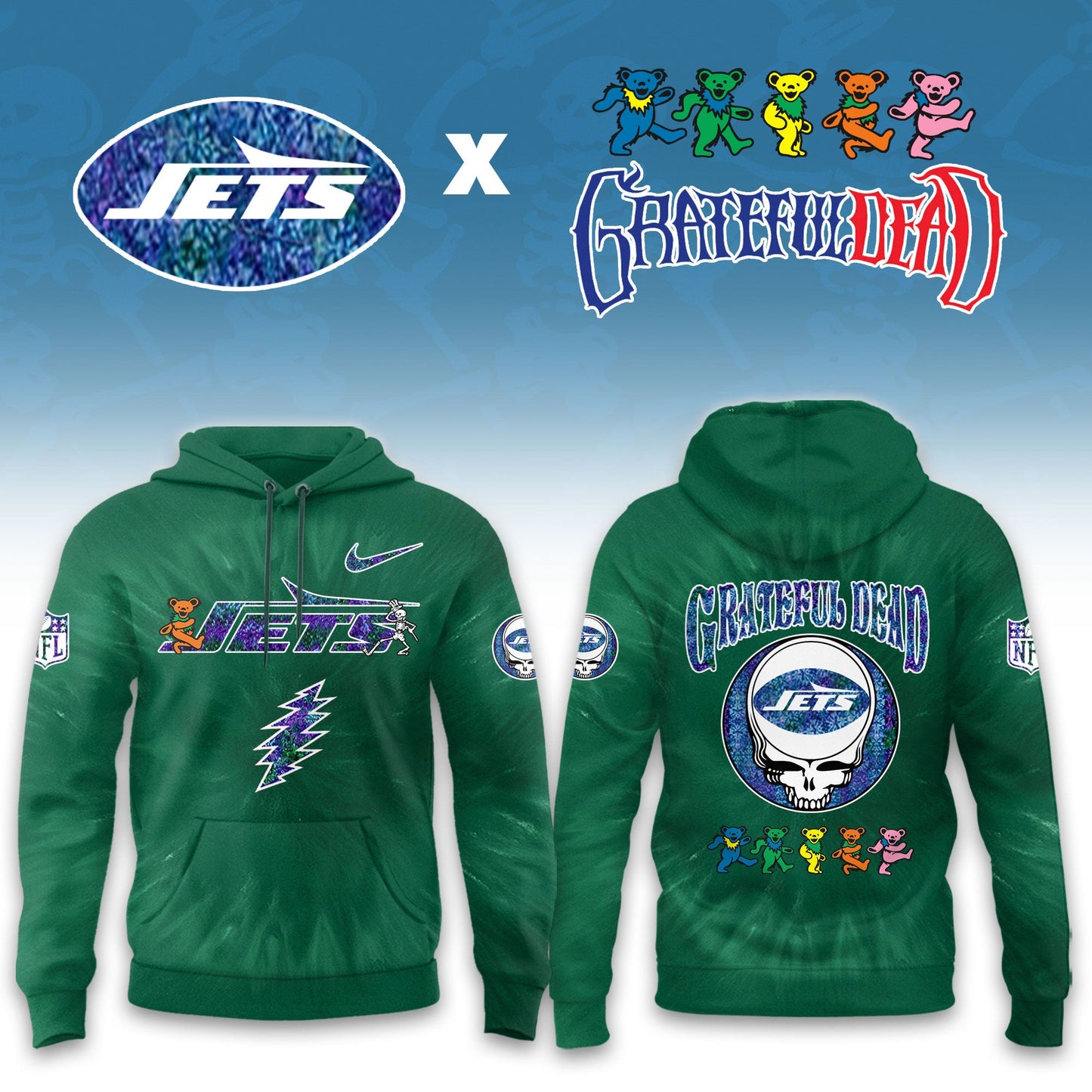 __New York Jets Grateful Dead Limited Hoodie