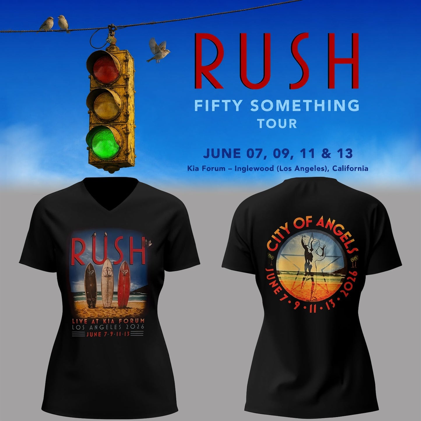 Limited Edition Fifty Something Tour At Kia Forum Los Angeles, California V-neck Shirt