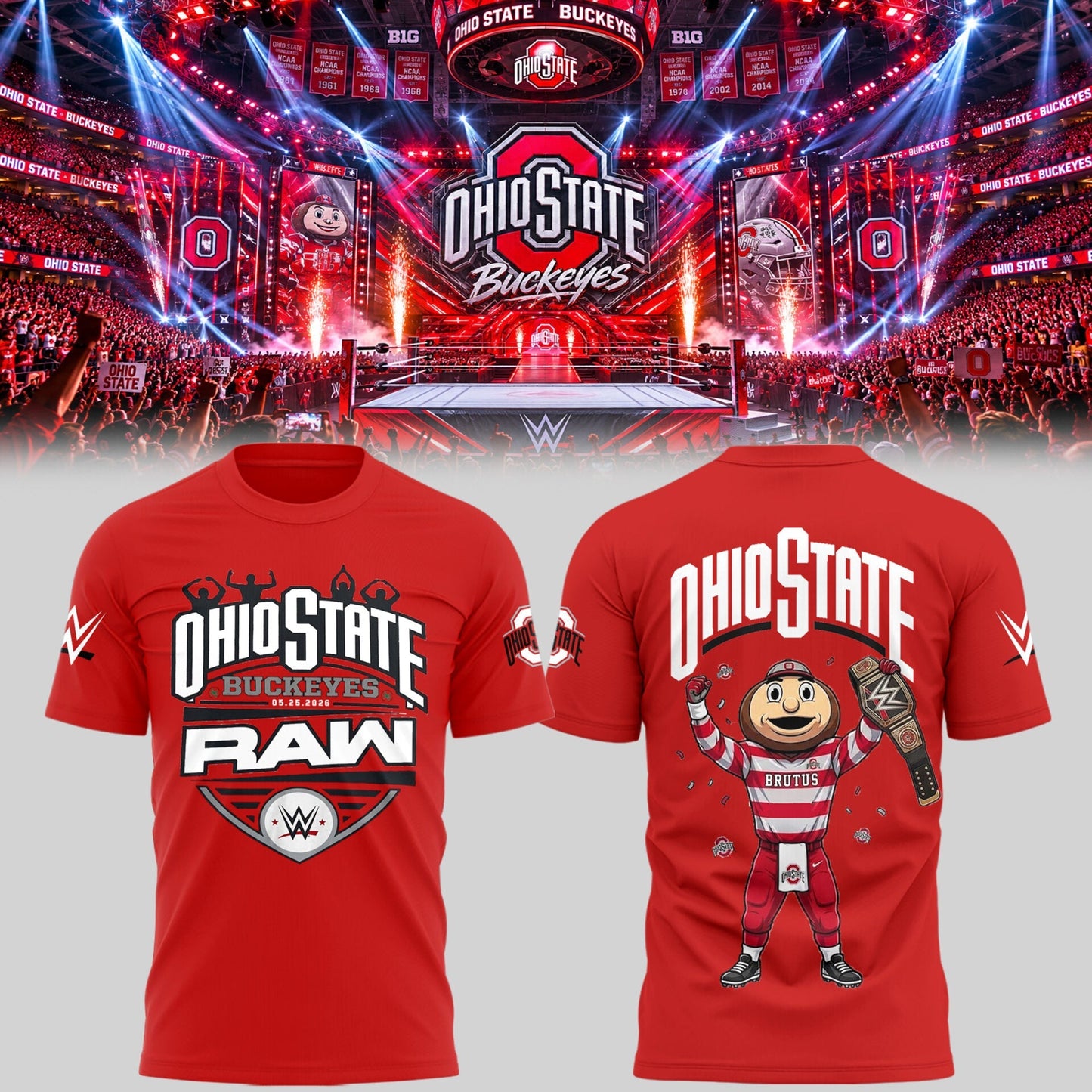 Limited Edition W.W.E Monday Night RAW At Schottenstein Center, Ohio Shirt