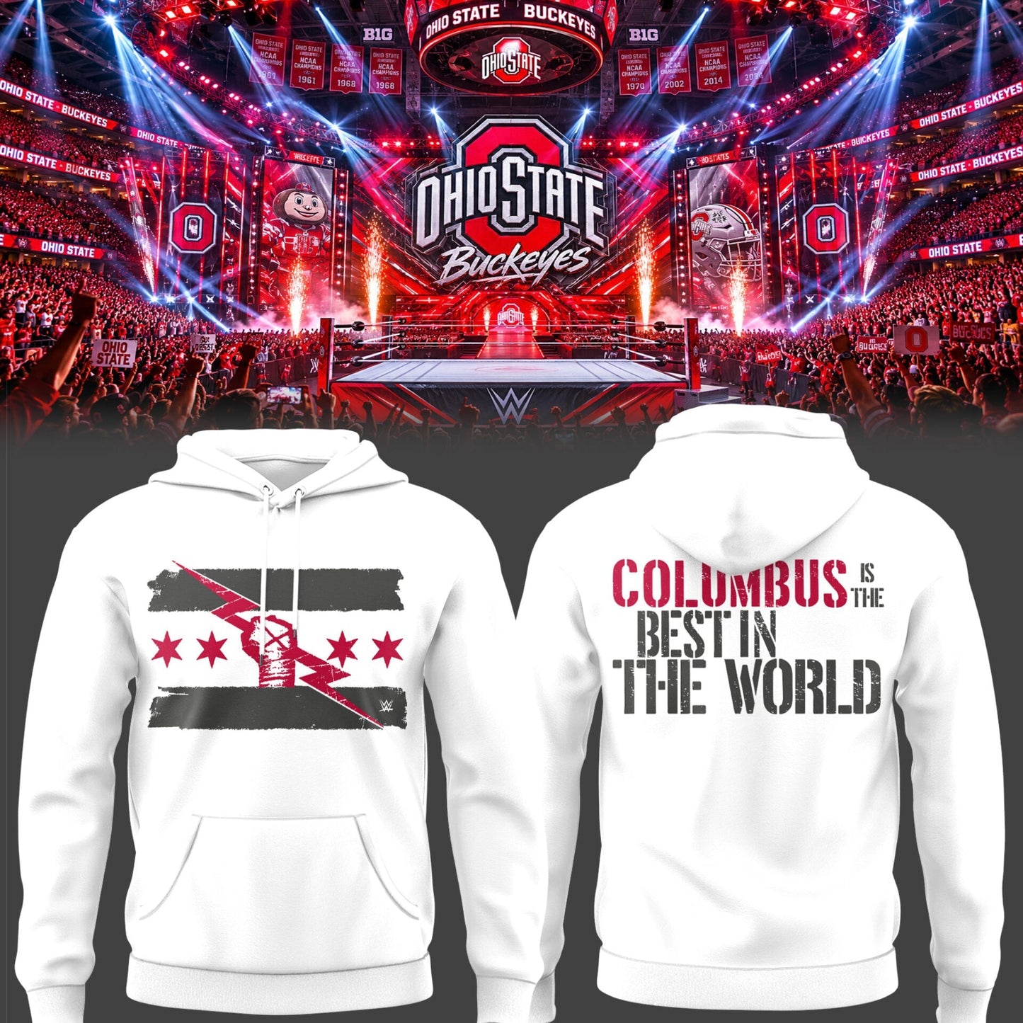 Limited Edition W.W.E Monday Night RAW At Schottenstein Center, Ohio Hoodie