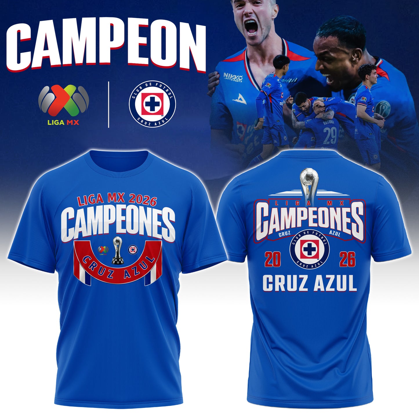 Cruz Azul 2026 Campeones Royal Blue TShirt