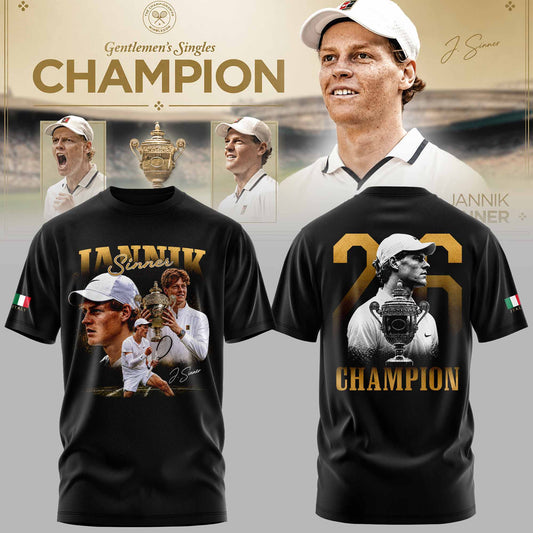 Limited Edition Jannik Sinner 2026 Wimbledon Champions T-shirt