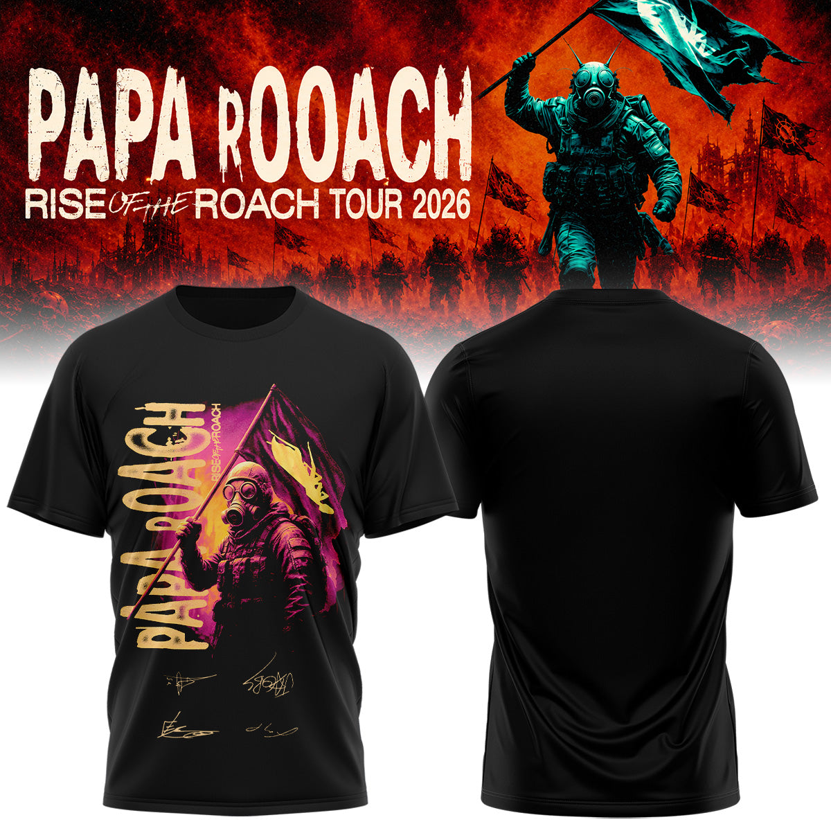 Papa Roach “Rise of the Roach World Tour 2026” Signature Limited Edition – Tshirt 5