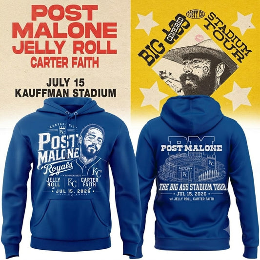 Post Malone x Kansas City Royals - Limited Edition Big Ass Stadium Tour At Kauffman Stadium Hoodie 3