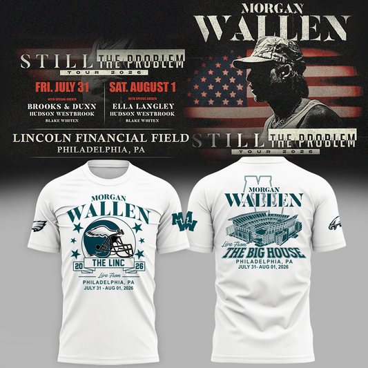Exclusive Morgan Wallen x Philadelphia Eagles - Still The Problem Tour 2026 T-Shirt