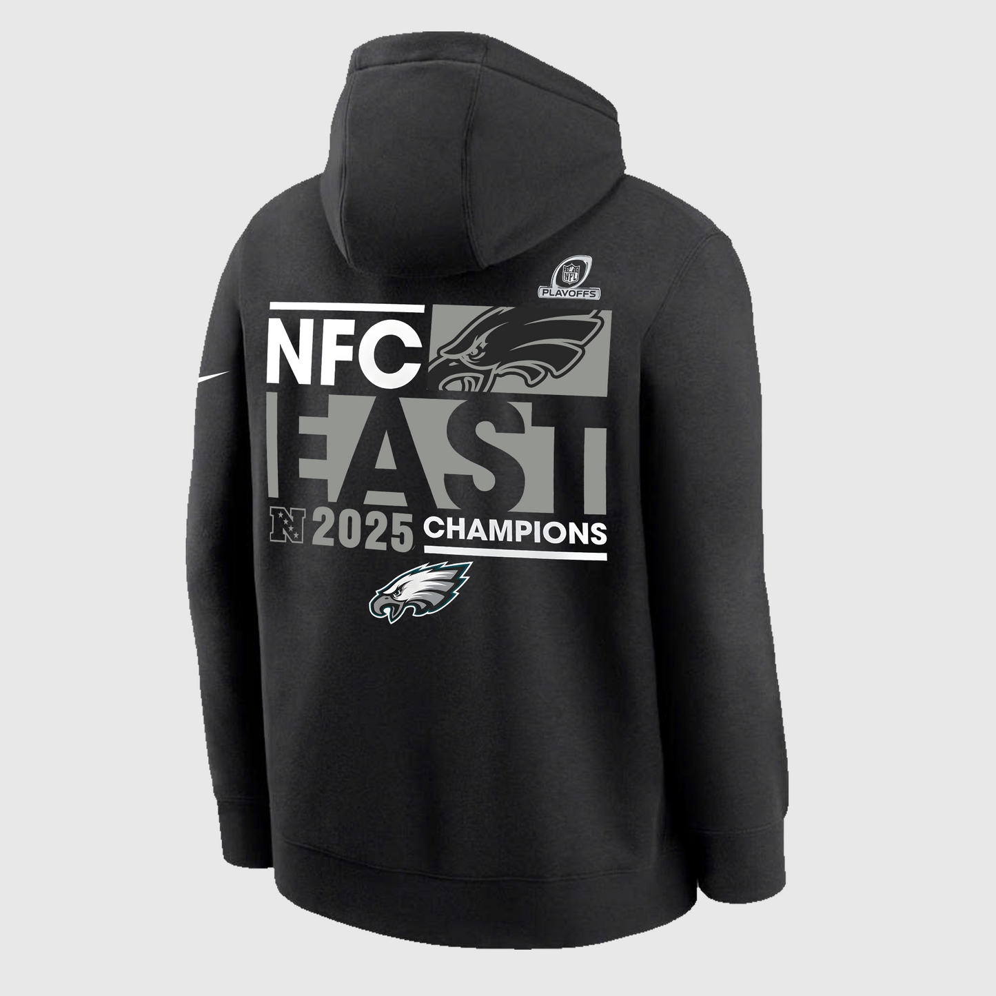 Black Philadelphia Eagles 2025 NFC East Division Champions Locker Room Trophy Collection Hoodie
