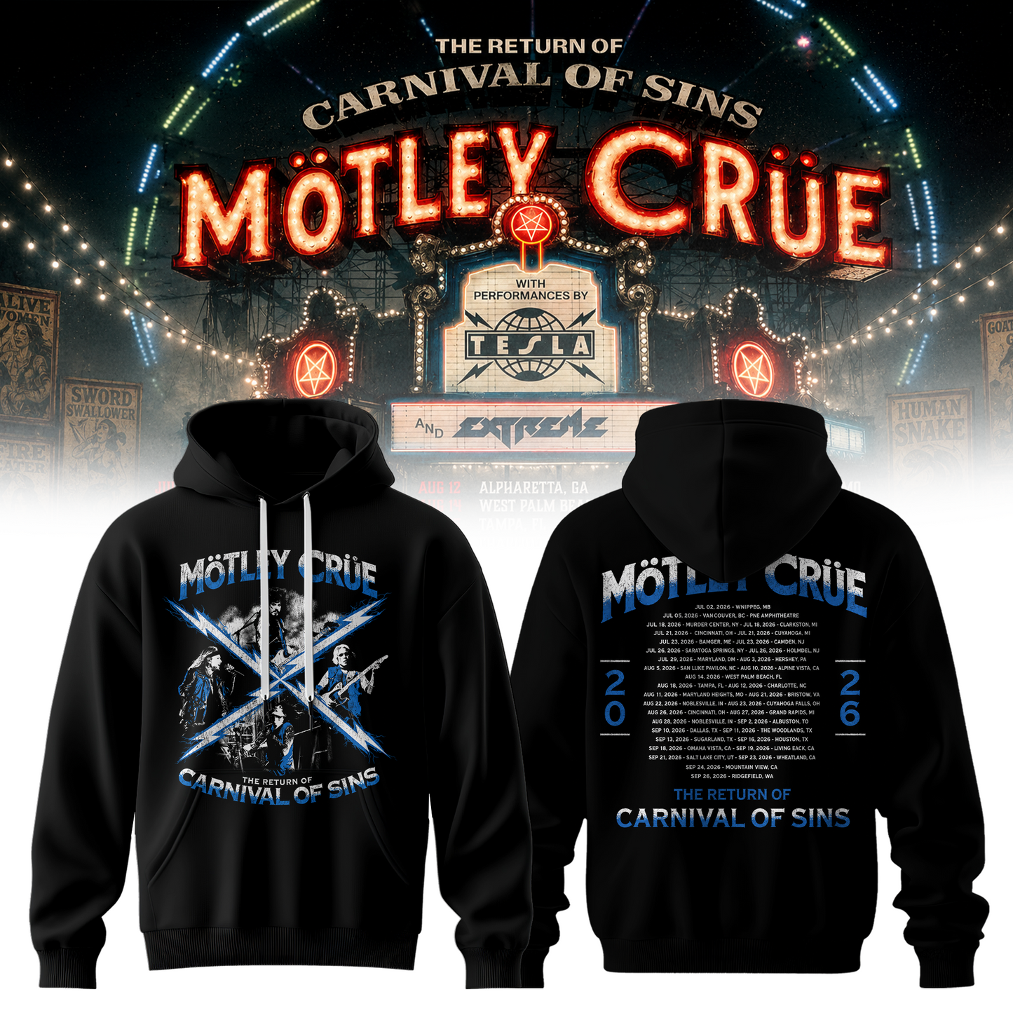 The Return of Carnival of Sins Tour 2026 Premium 3D Hoodie - Classic Streetwear