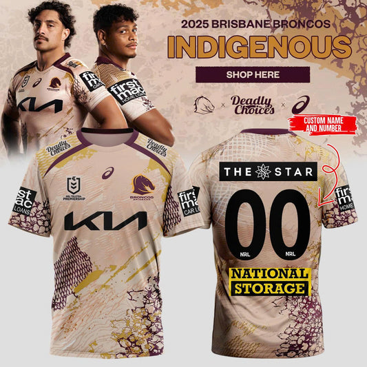 Broncos Launch 2025 Indigenous TSHIRT&amp;CAP (Custom Number)
