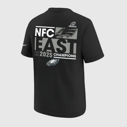 Black Philadelphia Eagles 2025 NFC East Division Champions Locker Room Trophy Collection T-Shirt