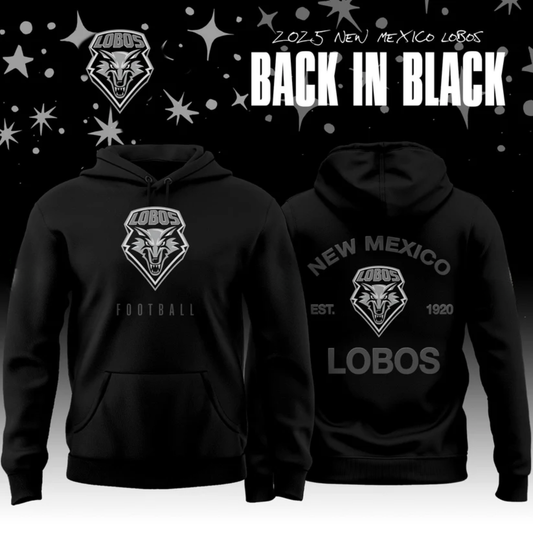 (No sleeve logo) New Mexico Lobos Back In Black 2025 Special Edition Hoodie v2