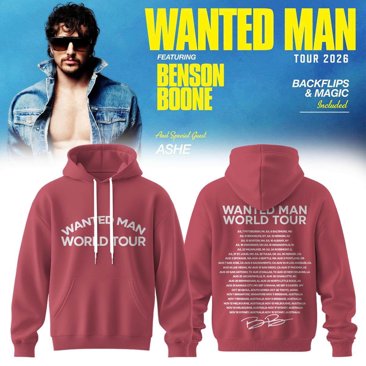 Benson Boone Wanted Man signed Hoodie