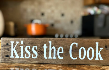 Kiss The Cook - Kitchen Sign - Farmhouse Kitchen - Rustic Wood Signs - Kitchen Decor, Wood Sign