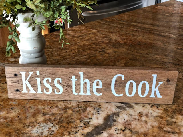 Kiss The Cook - Kitchen Sign - Farmhouse Kitchen - Rustic Wood Signs - Kitchen Decor, Wood Sign