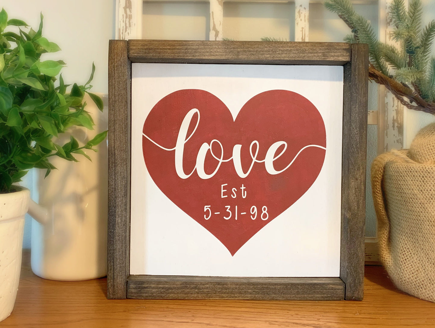 Love Wood Sign, Heart Sign with Established Date, Valentines Gift, Shower Gift, Anniversary, Wall Decor, Custom Wood Sign, Farmhouse Decor,