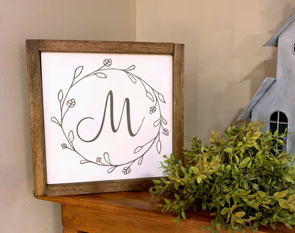 Monogram Family Initial Wood Sign for Gallery Wall, Farmhouse Style Wedding Gift, Housewarming Gift,  Family Initial Sign, Personalized Sign