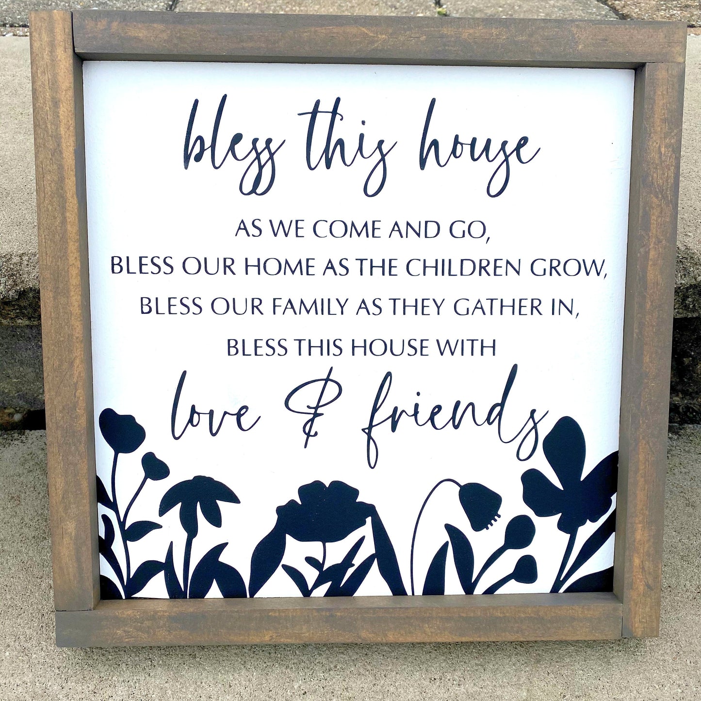 Bless This House Wood Sign, Farmhouse  Decor, Housewarming Gift, Flowered Sign, Bless Our Home, Rustic Wood Sign