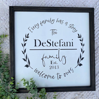 Welcome To Our Story Personalized Family Sign, Every Family Has A  Story, Family Name Wood Sign, Wedding Gift,  Last Name Wood Sign