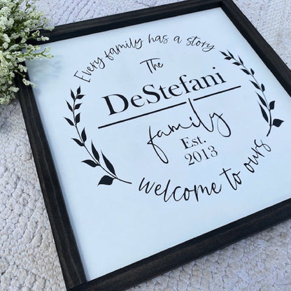 Welcome To Our Story Personalized Family Sign, Every Family Has A  Story, Family Name Wood Sign, Wedding Gift,  Last Name Wood Sign