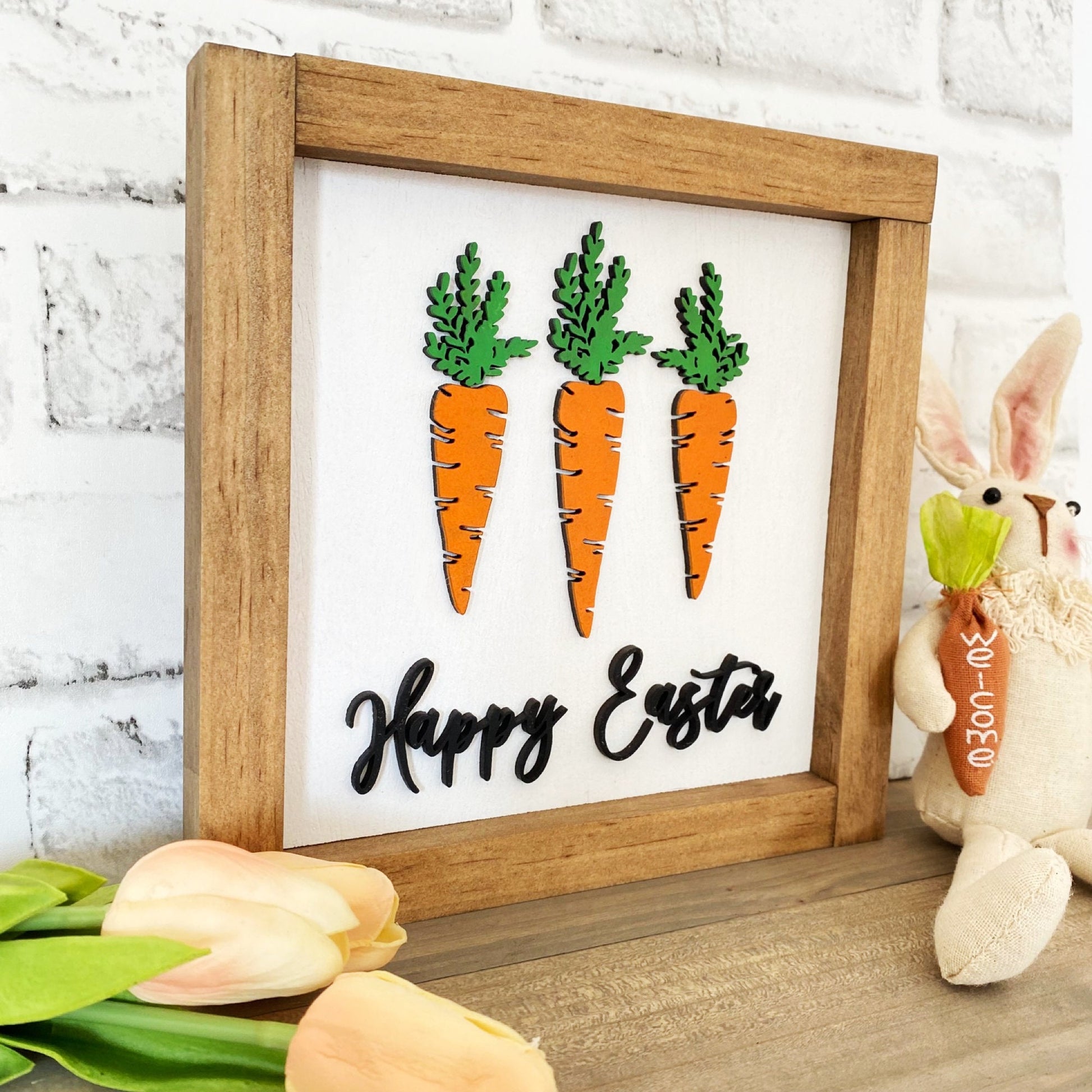 Happy Easter Wood Sign, Easter Decor, Easter Decoration, Farmhouse Spring Decor, 3D Holiday Decor, Spring Wood Signs