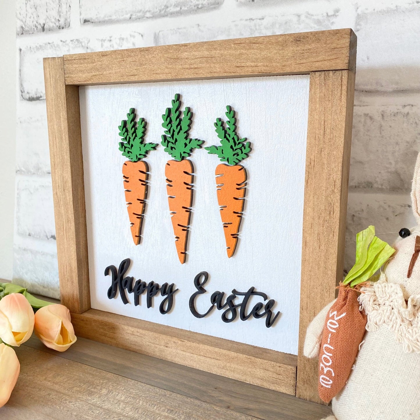 Happy Easter Wood Sign, Easter Decor, Easter Decoration, Farmhouse Spring Decor, 3D Holiday Decor, Spring Wood Signs