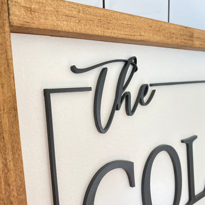 Personalized Family Name 3D Wood Sign, Customize Name Sign for Wedding or Bridal Shower Gift, Closing Gift, Framed Wood Sign