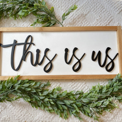 This Is Us Family Wall Wood Sign, Family Photo Prop, Gift for Wedding, Bridal Shower, Housewarming Gift, Gift for Blended Family