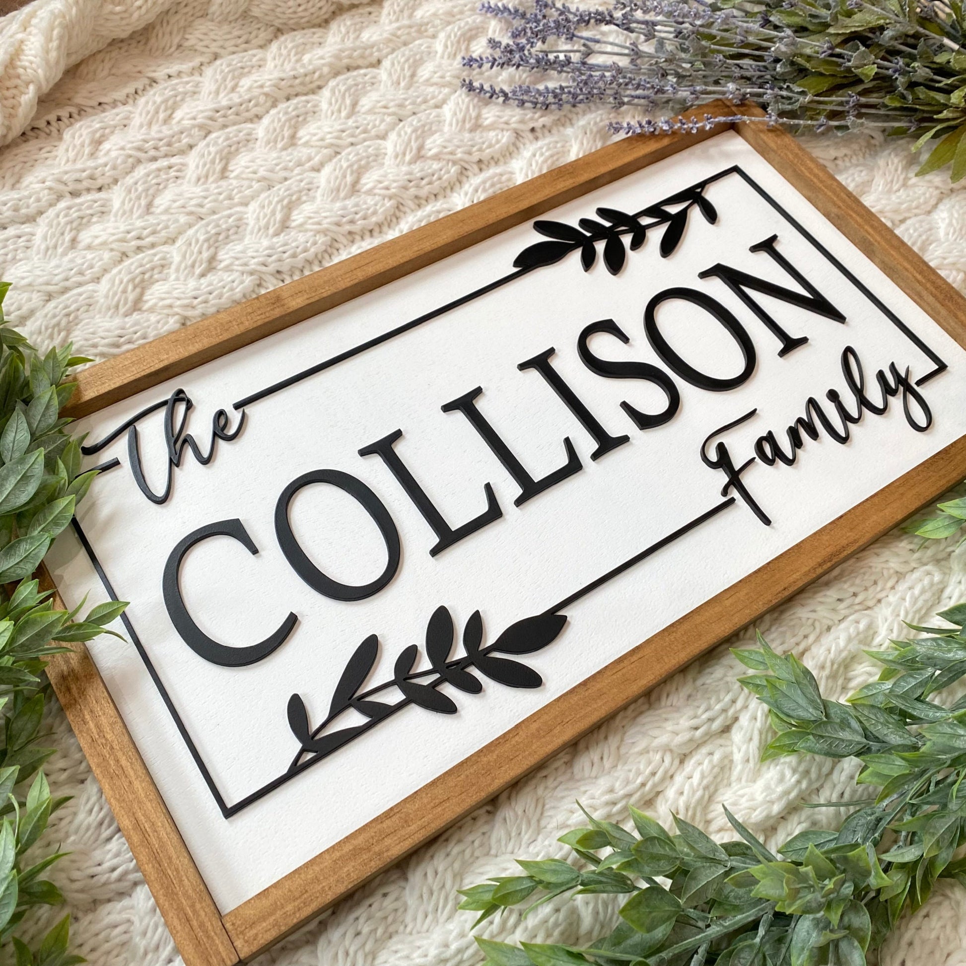 Personalized Family Name 3D Wood Sign, Customize Name Sign for Wedding or Bridal Shower Gift, Closing Gift, Framed Wood Sign