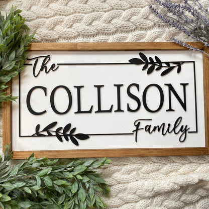 Personalized Family Name 3D Wood Sign, Customize Name Sign for Wedding or Bridal Shower Gift, Closing Gift, Framed Wood Sign
