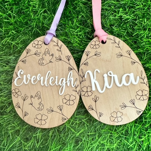 Personalized Egg Easter Basket Tag, Custom Easter Tag, Name Tag for Easter Basket, Kids Easter Name Tag For Basket