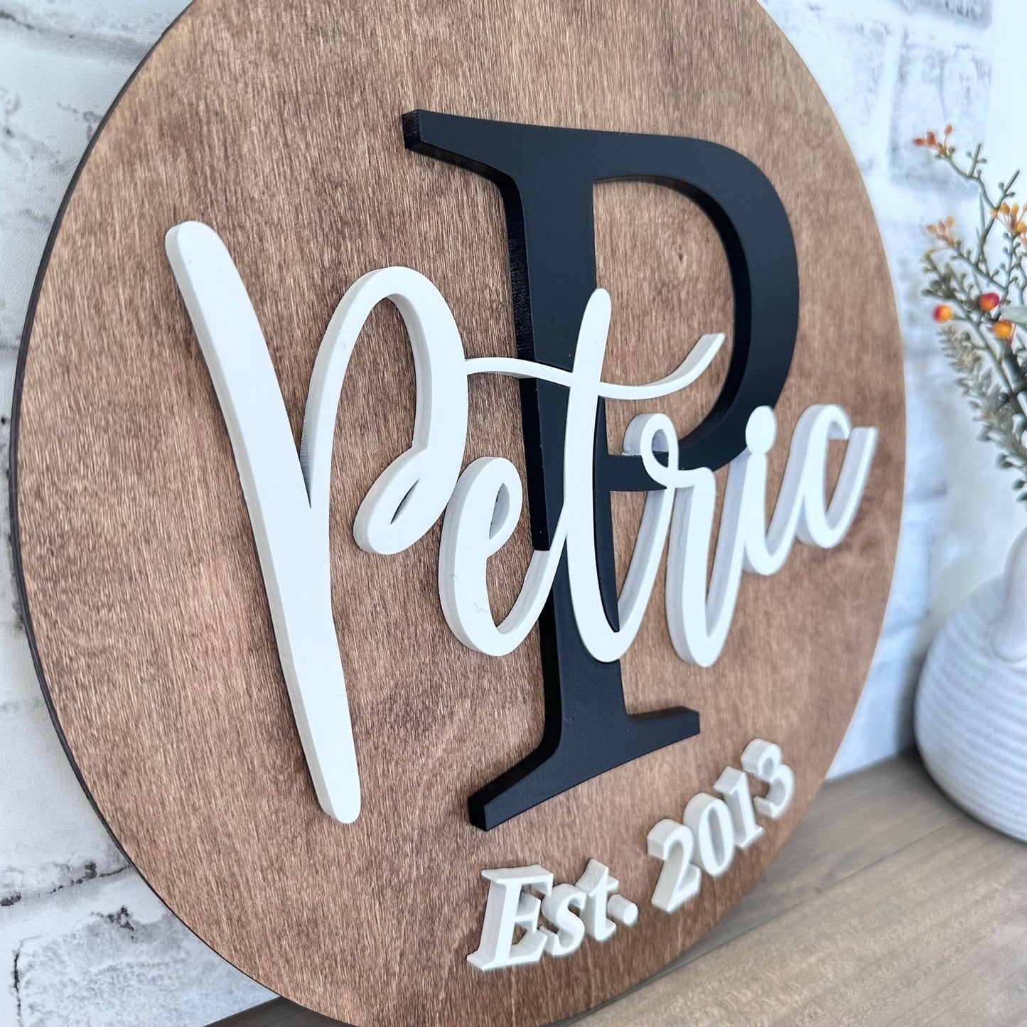 Personalized Family Name Round Wood Sign, Established Year Sign, Last Name Sign, Family Gift, Custom Family Wood Sign, Wedding Gift,