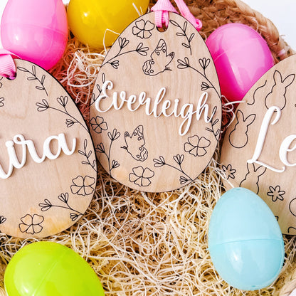 Personalized Egg Easter Basket Tag, Custom Easter Tag, Name Tag for Easter Basket, Kids Easter Name Tag For Basket